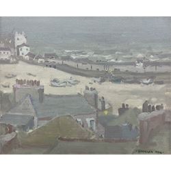 Douglas Hill (British 1953-): 'St Ives in Winter', oil on canvas signed, titled verso 24cm x 29cm 