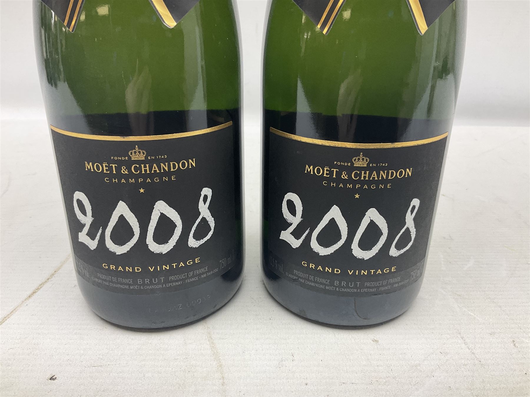 Moet & Chandon, 2008, grand vintage champagne, 750ml, 12.5%, two bottles