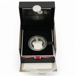 Four The Royal Mint United Kingdom silver proof five pound coins, comprising 2011 'The Royal Wedding', 2013 'The 60th Anniversary Of The Queen's Coronation', 2014 'The 300th Anniversary Of The Death Of Queen Anne' and 2017 'The Sapphire Jubilee Of Her Majesty The Queen', all cased with certificates