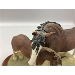 Seven Border Fine Arts figures, comprising Clydesdale Mare & Foal A0187, Highland Mare & Foal A2691 and five horses from the Action Horses series 