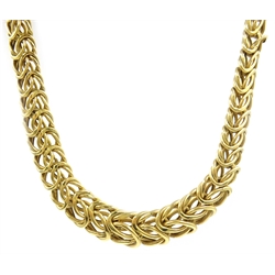  18ct gold graduating Byzantine gold link necklace, stamped 750  