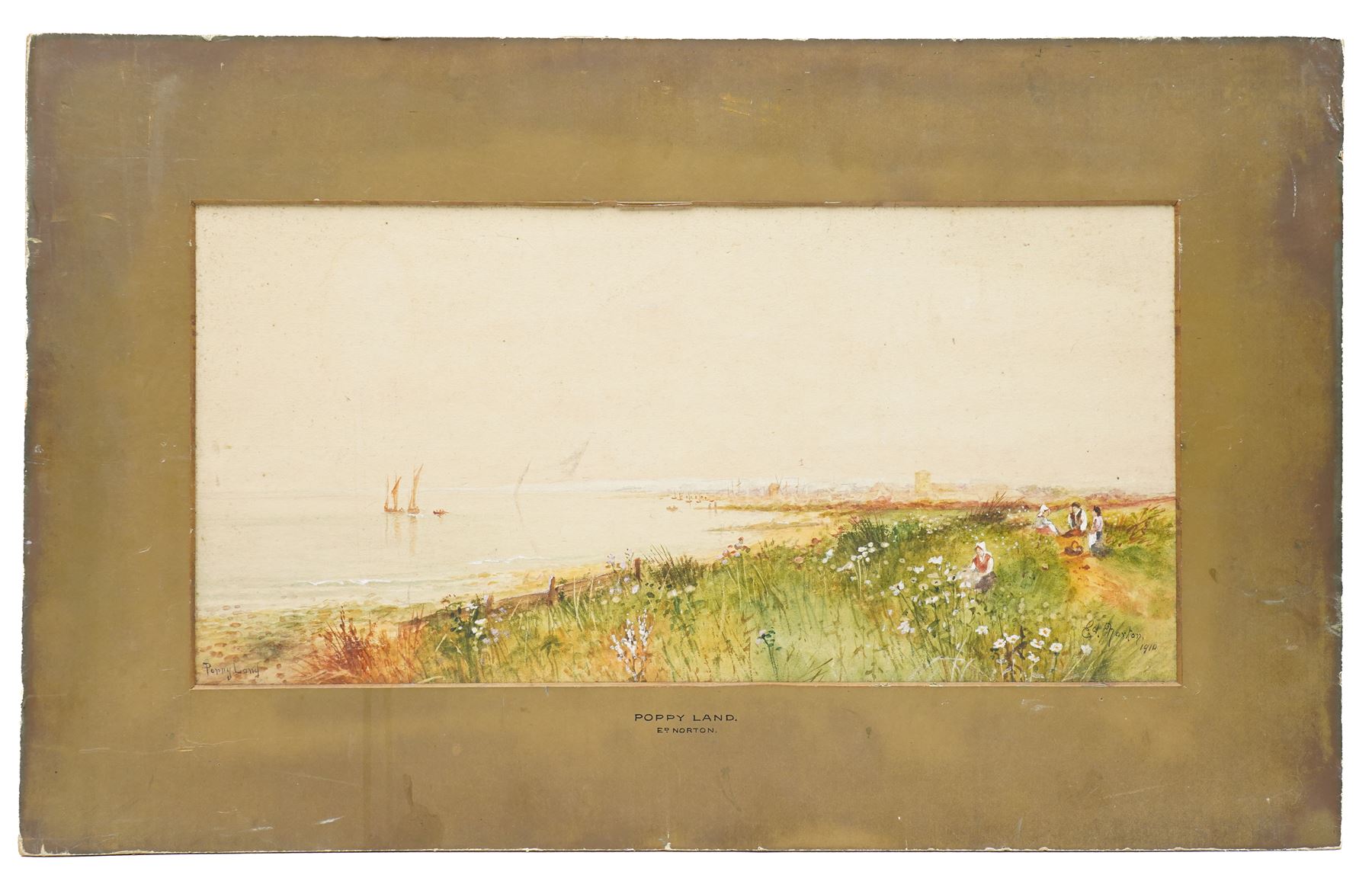 Fred Hines (British 1875-1928): Landscape with Thatched Cottage, oil on board signed; together with Ed Norton (British 19th/20th Century): ‘Poppy Land’, signed titled and dated max 19cm x 40cm (2) (one unframed)