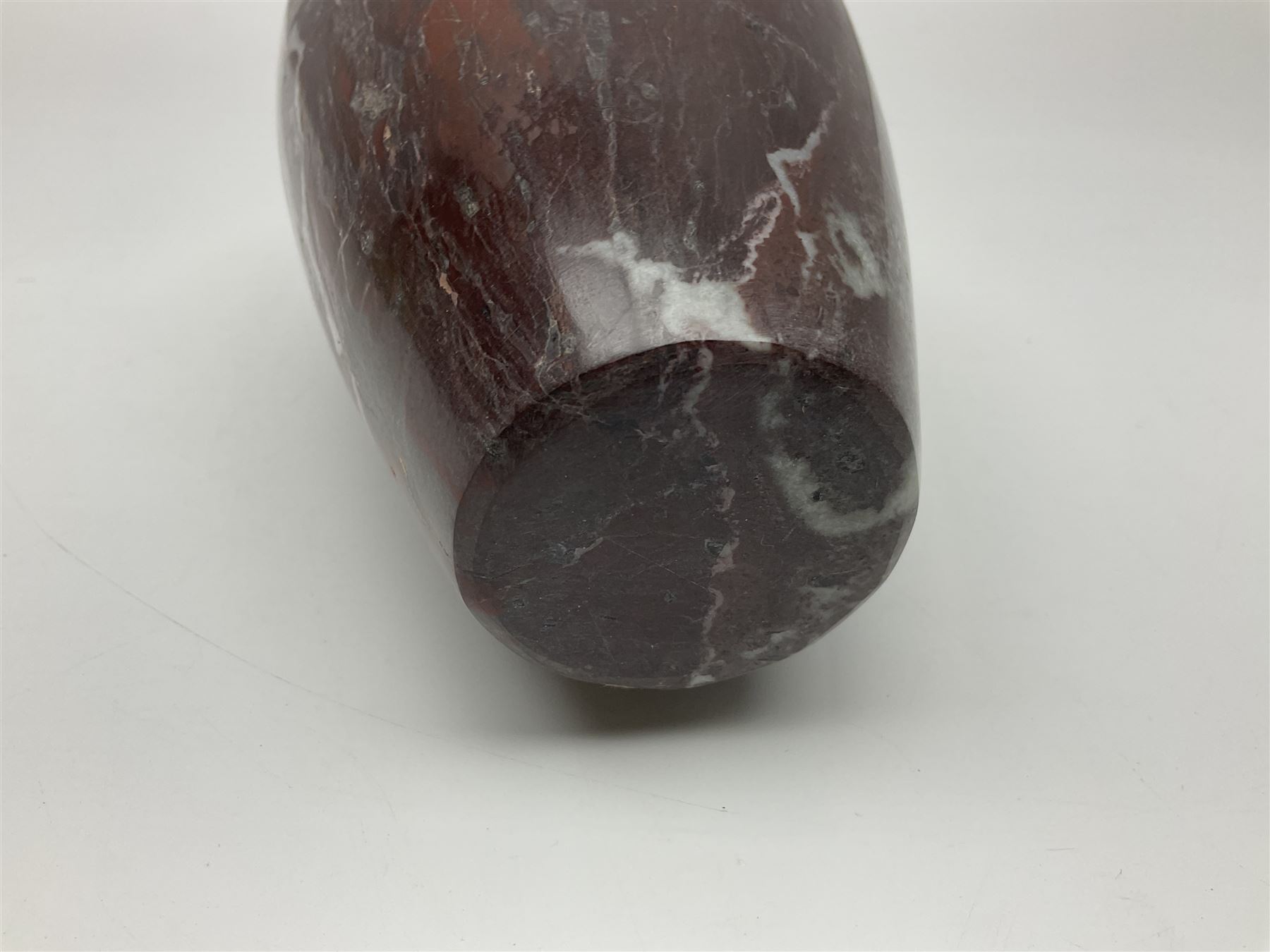 Red marble vase, of baluster form, H18cm
