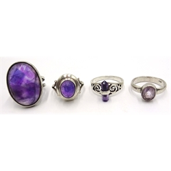 Amethyst and other stone set silver jewellery stamped 925