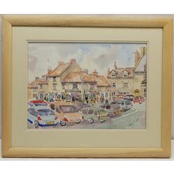 Penny Wicks (British 1949-): Helmsley Marketplace, watercolour signed 28cm x 39cm