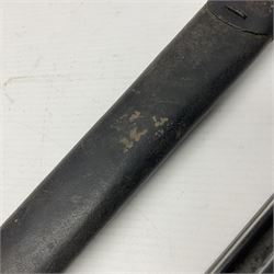WWI British 1907 pattern bayonet, the 43cm fullered blade by Wilkinson with various marks to the ricasso; in leather covered scabbard numbered 294 to the throat and stamped M/58 L58.5cm overall