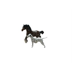 Beswick dalmatian together with a bay horse, horse H21cm 