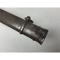 Victorian British Army officer's sword by Hobson & Sons Little Windmill Street London, the 82cm fullered steel blade etched with crowned Victoria cypher and 'HM 1st West York R.V.', lined gilded brass three-bar hilt incorporating Victoria cypher and wire-bound fish skin grip with plaited knot; in steel scabbard with two hanging rings L99cm overall