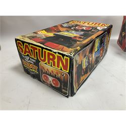 Three vintage battery operated robots comprising tin-plate Space Walk Man ME 100 Robot, Saturn the 13