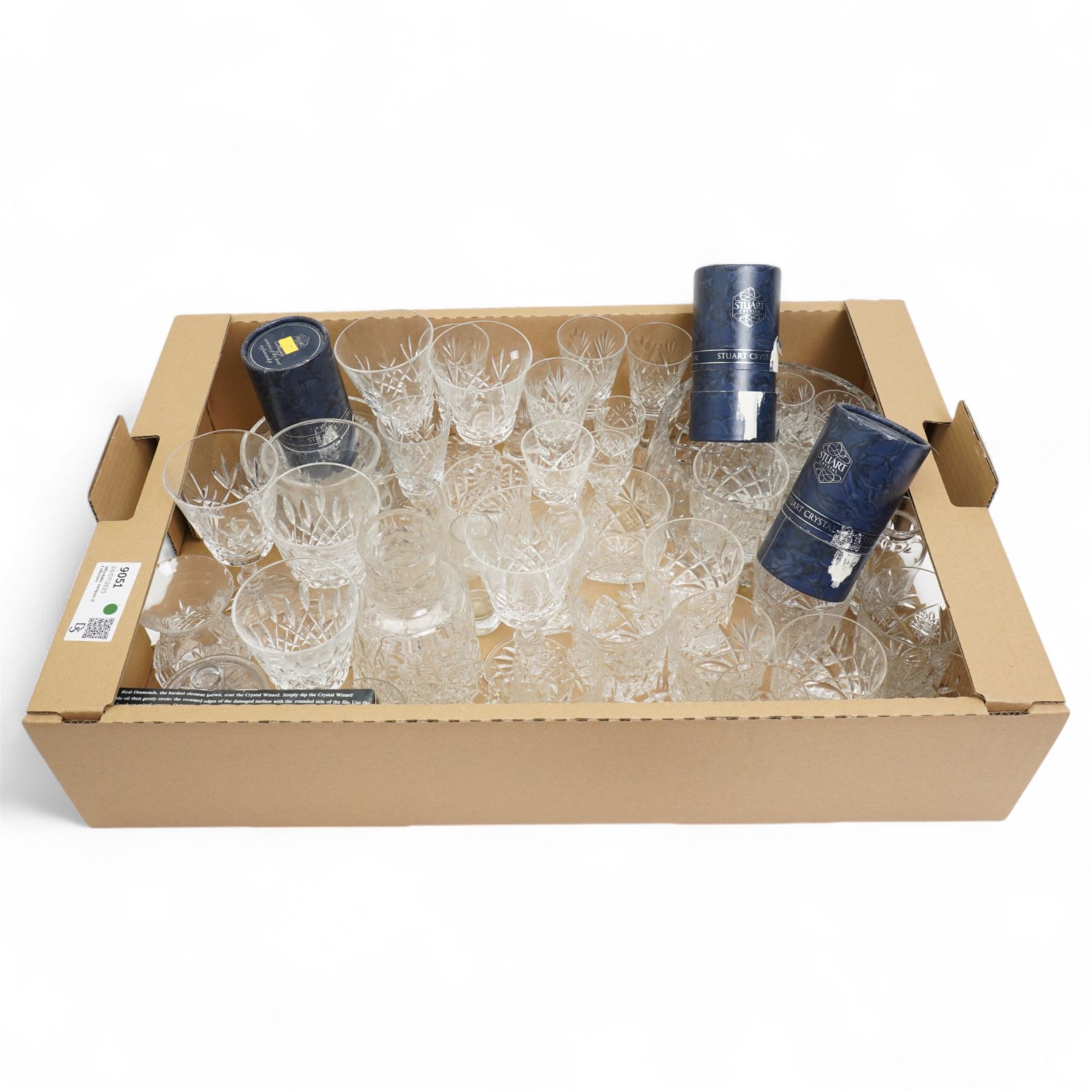 Waterford Lismore glassware, and further glass and crystal including Stuart and Edinburgh examples, in one box