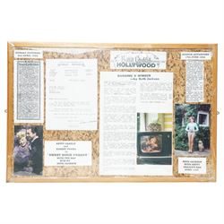 Betty Grable -  A purse designed as a bunch of violets and used by Betty Grable in the film 'Sweet Rosie O'Grady' 1943 and won in a competition in the Sunday Pictorial newspaper by Beth Jackson with newspaper cuttings, letter, photographs etc, together with a limited edition figure of Betty Grable by Modern Icons 458/2500, with magazines, books and other items relating to Betty Gable