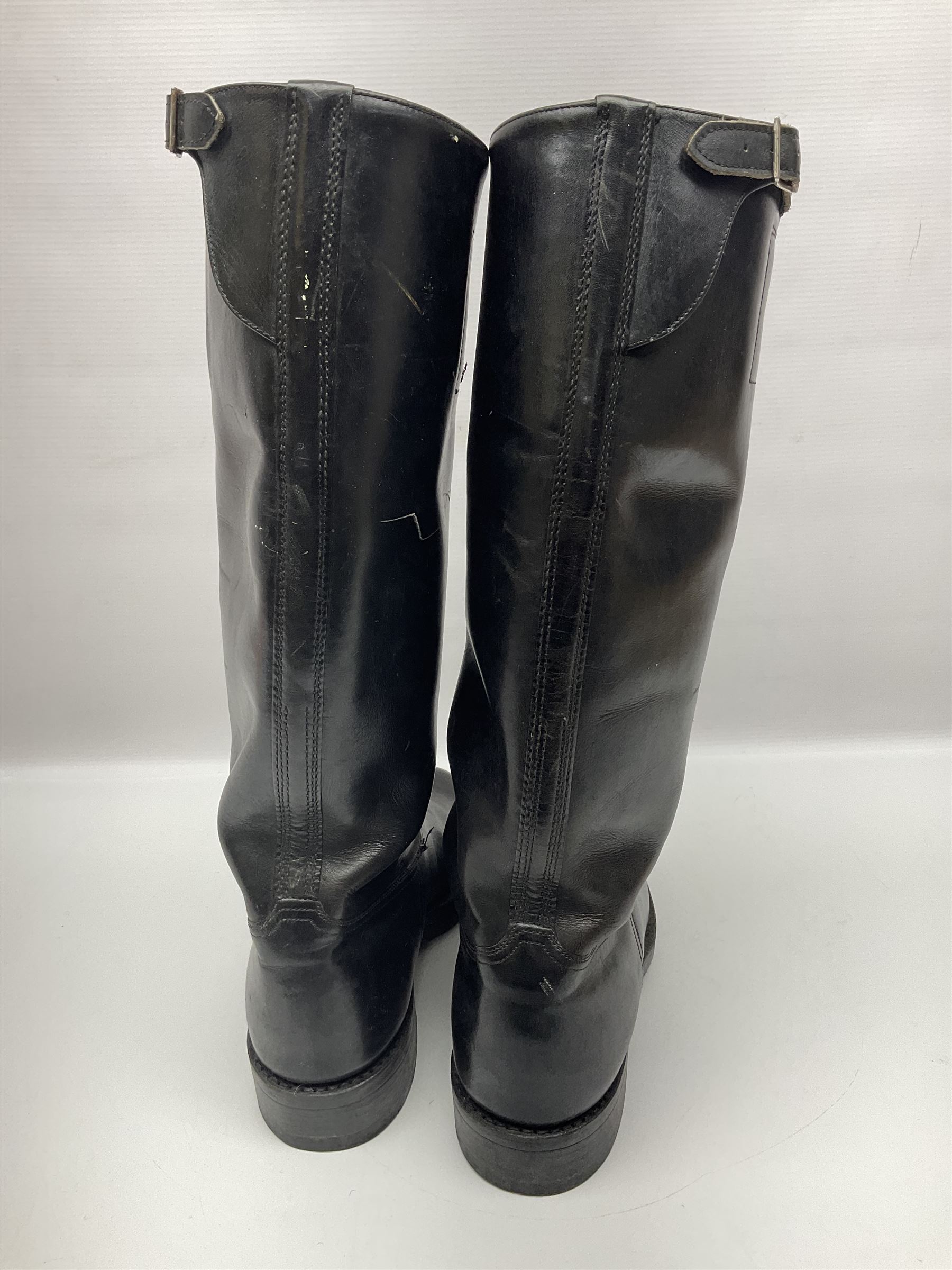 Vintage 80’s NVA Men’s German Officer Black Leather Jack Boots Size 29 US 10 WW2 German pair of black leather parade/jack boots with  main image 3