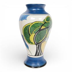 Wedgwood Bizarre by Clarice Cliff, Mei Ping vase, May Avenue hand painted based upon an original, limited edition 61/250, with certificate and box, H31cm 