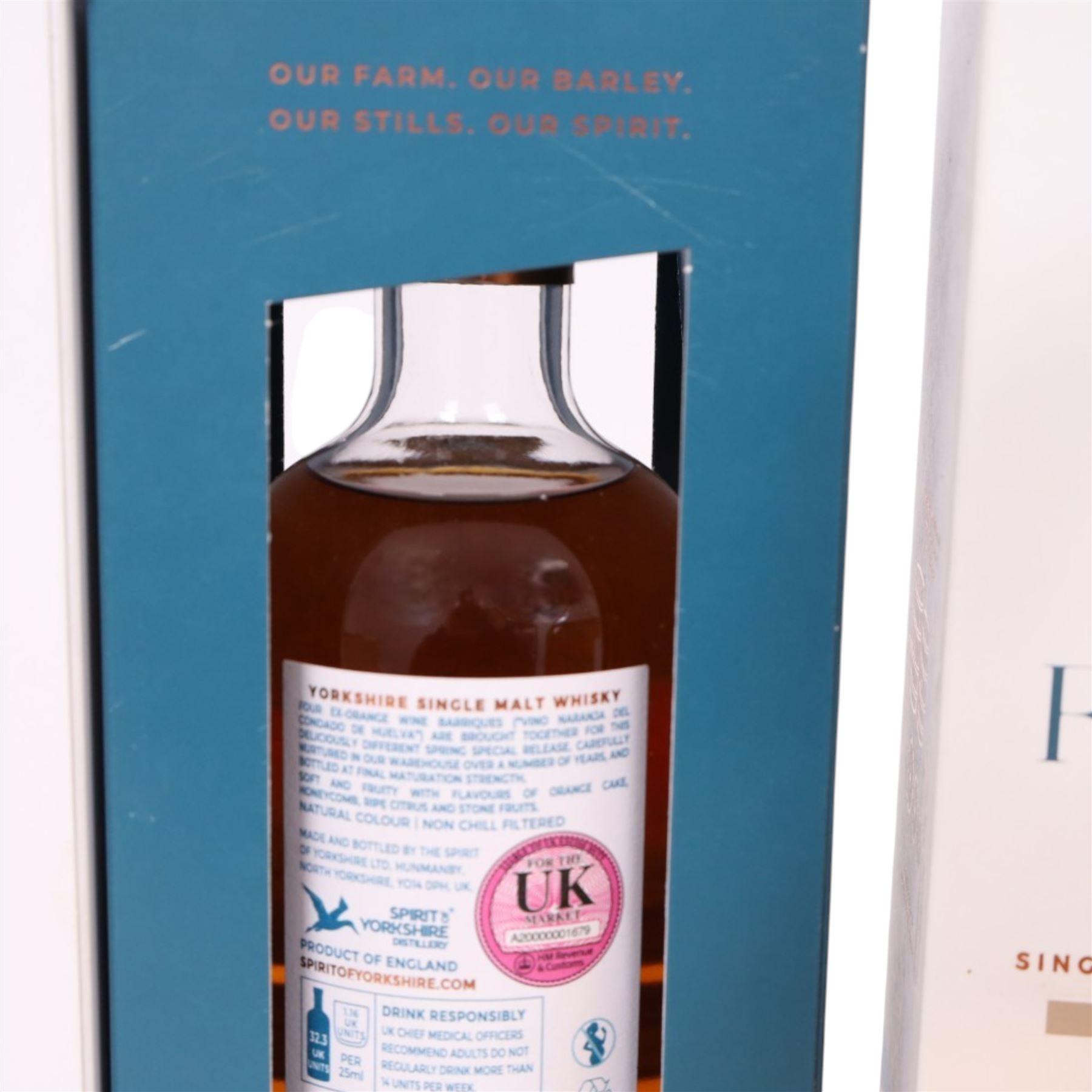 Sprit of Yorkshire Distillery, Filey Bay IPA Finish Bath #1 single malt whisky, 70cl 46% vol, Orange Wine Barrique single malt whisky, 70cl 46.2% vol, Moscatel Finish Batch #4 single malt whisky, 70cl 46% vol and Nurture single malt whisky, 70cl 46.5% vol