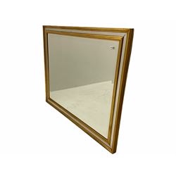 Rectangular wall mirror in gilt and silvered frame, bevelled glass 