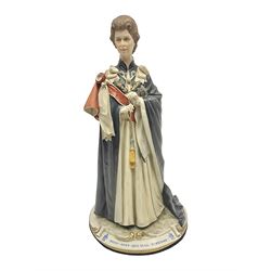 Capodimonte figure, modelled as HRH Queen Elizabeth II, with impressed mark to base, H38cm