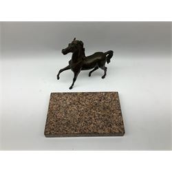 Patinated bronze model of a Horse with a rectangular marble base, L23cm x D14cm 