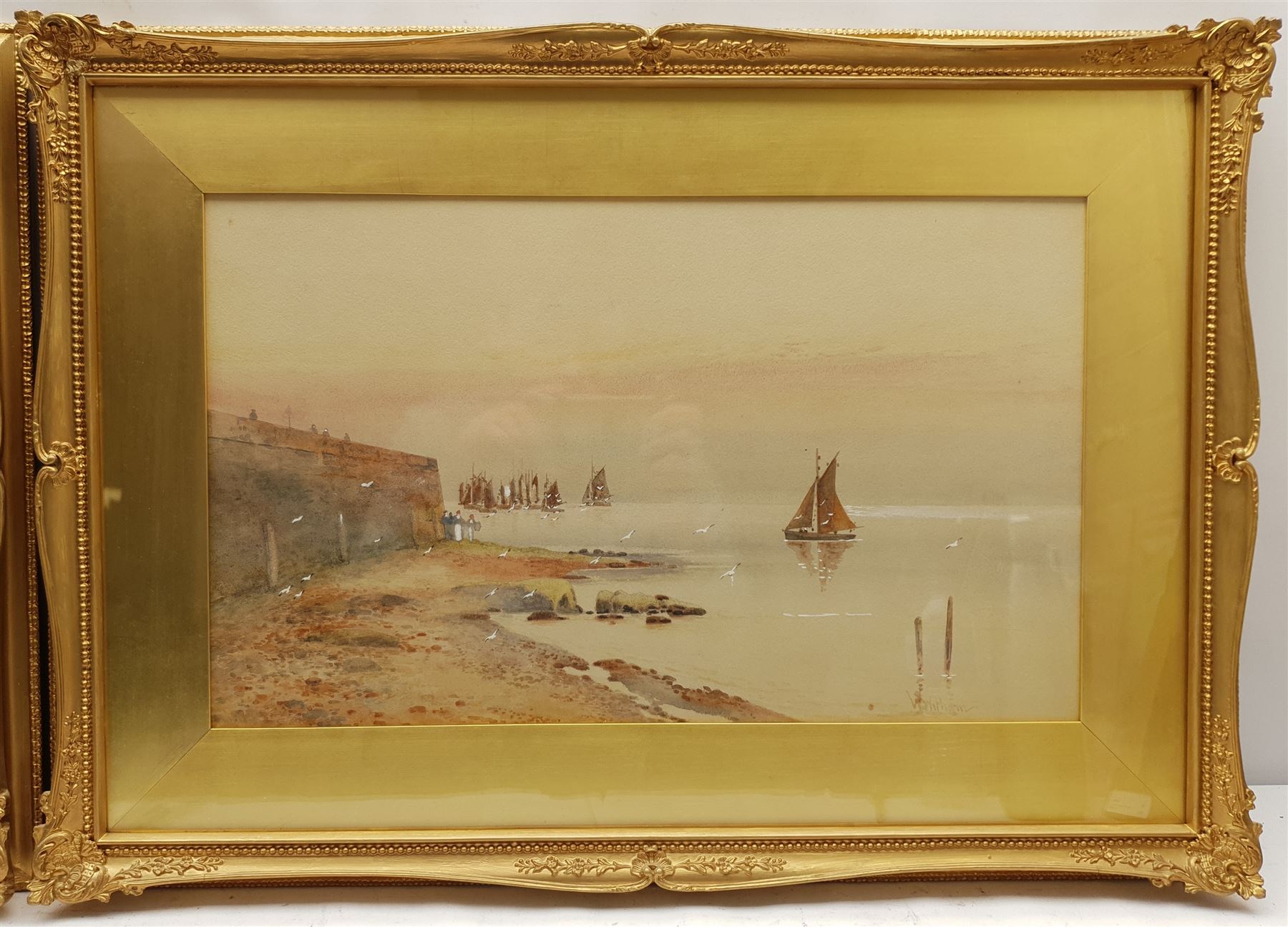 Walter Witham (British exh.1894-1896): Coastal Landscapes, set three watercolours heightened in white signed 29cm x 48cm (3)