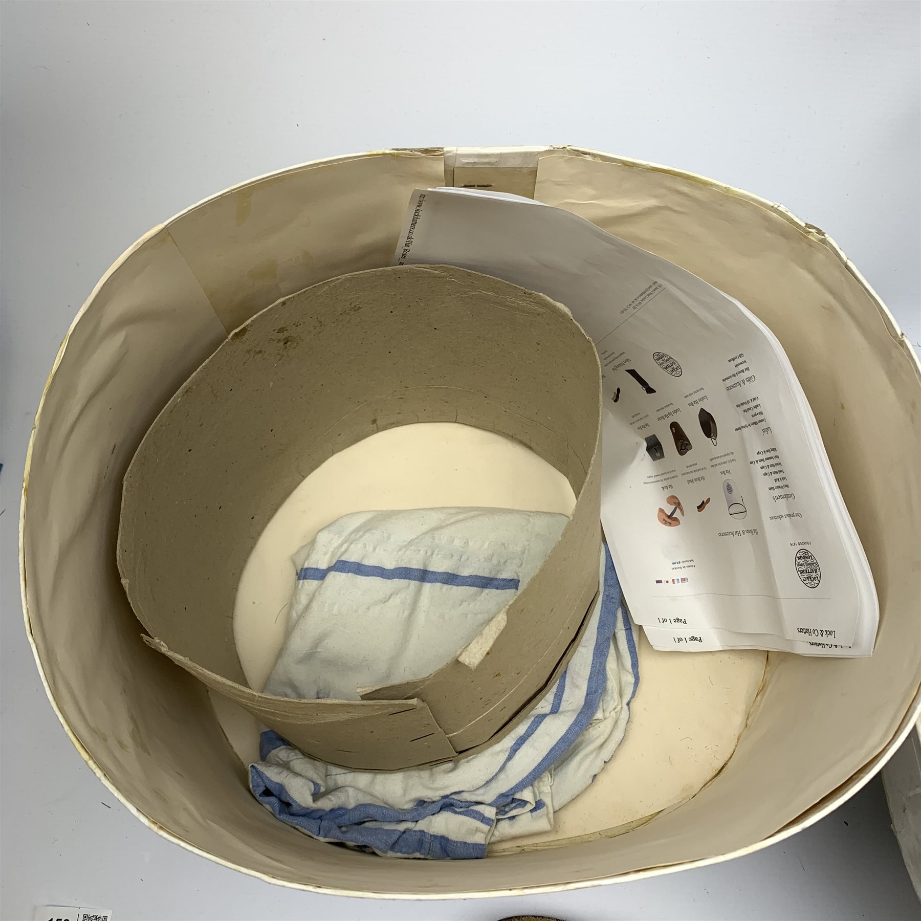 A boxed Lock & Co Hatters St James St London bowler hat, together with a set of Salters cast iron scales with circular brass dial inscribed 'Salters Improved Family Scale, No 50', an early 20th Century Improved Earthenware Inhaler manufactured by S Maw & Son, and a Dr Nelson's Improved Inhaler with stopper. 