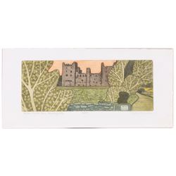 John Brunsdon ARCA (British 1933-2014): Views of Bolton Castle - Wensleydale, set three limited edition coloured etchings with aquatint signed titled and numbered in pencil 29cm x 11cm (3) (2 unframed)