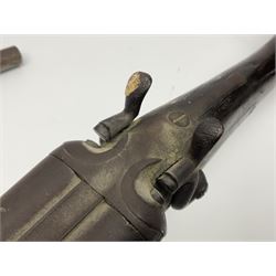 UNPROOFED/OUT OF PROOF SO RFD ONLY - three guns in poor condition comprising 19th century G. Coop 12-bore side-by-side double barrel hammer shotgun; 14-bore single barrel percussion sporting gun composed of various parts with cut-down barrel; and non-firing mock snider action ornamental gun (3)