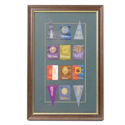 Set of sixty American University cigarette silks in four frames
