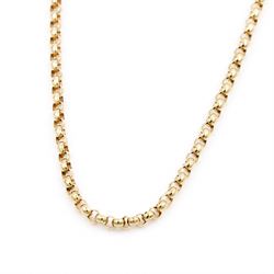 19th / early 20th century gold faceted belcher link guard / necklace chain, with lobster and ring clasp, makers mark B.G