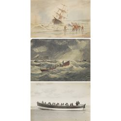 Joseph Eaman (British 1853-1907): Fisherman at Heavy Tides, watercolour signed 26cm x 41.5...