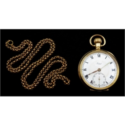 Gold-plated pocket watch, top wind by Limit, with a gold-plated chain