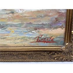 Impressionist School after LeRoy Neiman (American 1921-2012): Racing Horses, oil on board signed 'Rogers', 60cm x 90cm