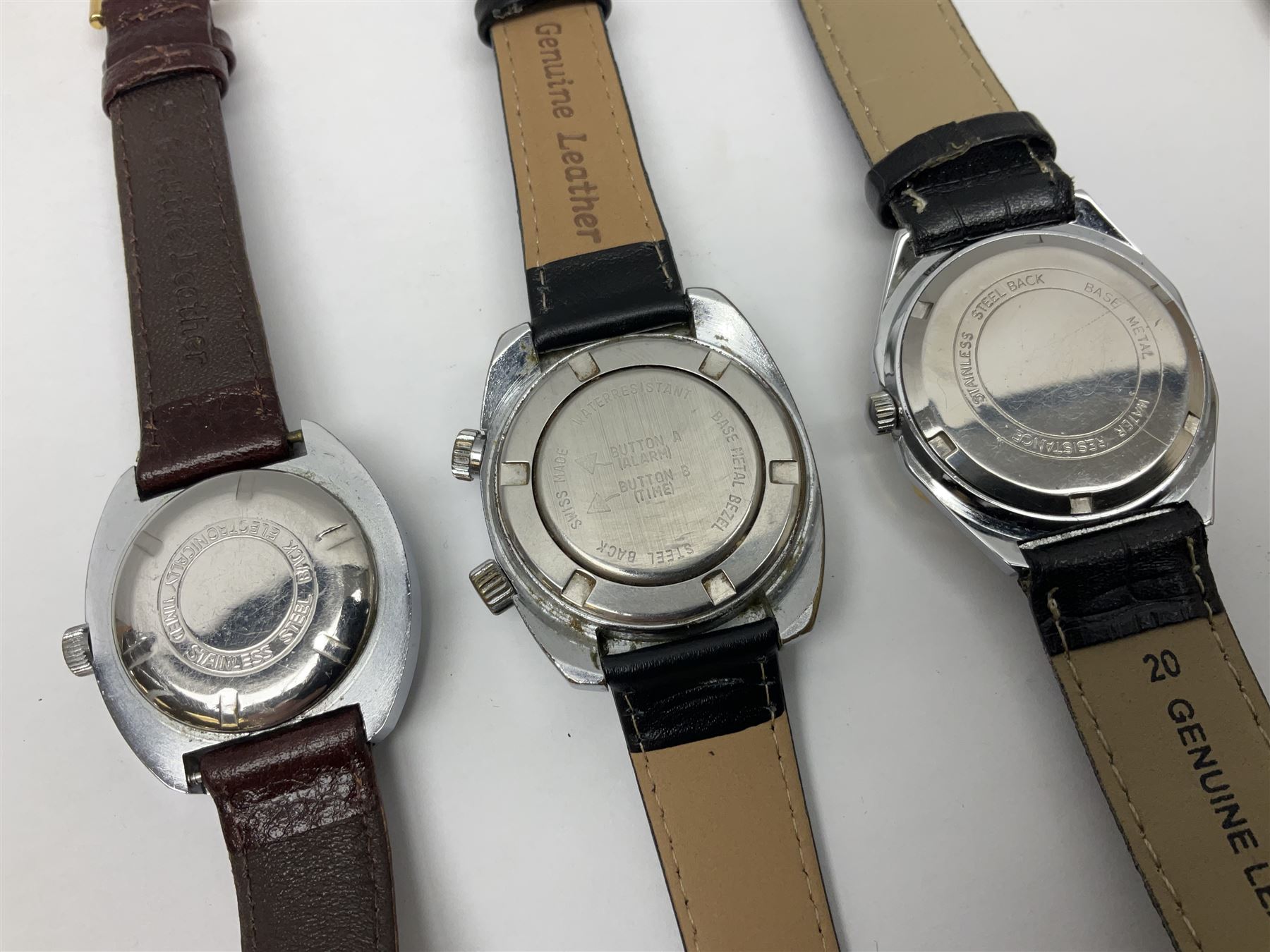 Two automatic wristwatches including Tara and Helbros and six manual wind wristwatches including Memostar alarm, Belmont alarm, Lanco, Tegrov, Superoma De Luxe and Services (8)