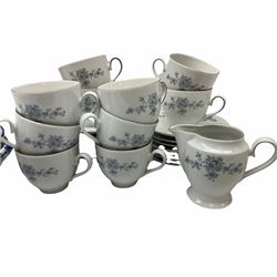 Winterling teawares, comprising of ten cups and saucers, four side plates and a milk jug, along with a meat dish and two tureens in floral blue and white design. 