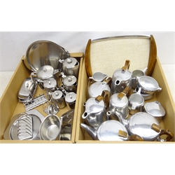  Old Hall stainless steel tea and breakfast ware, matching stainless steel and Picquot ware four piece tea set with tray and other Picquot ware in two boxes  