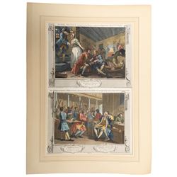 After William Hogarth (British 1697-1764): 'Industry and Idleness' series, complete set of twelve hand-coloured etchings individually titled and dated on the plate 1747, max 53cm x 35cm (7) (unframed)
