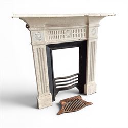19th century Neoclassical design cast iron bedroom fire surround with fluted and rosette d...