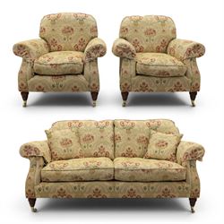 Parker Knoll - 'Henley' floral fabric living room suite, comprising a two seat sofa and pa...