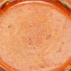 Two Pilkington Royal Lancastrian mottled orange bowls, largest D26cm