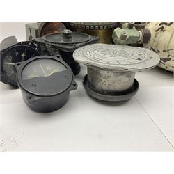 Three RAF light switches, together with military oxygen canister, batteries, gages etc  