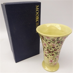  Moorcroft Tembusu pattern trumped shaped vase, by Sian Leeper dated 10.08.01, boxed, H16cm   