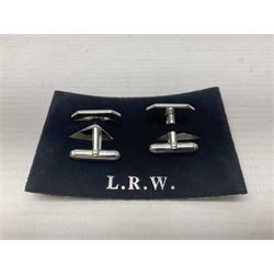 Pair of silver blue enamel dog cufflinks, hallmarked