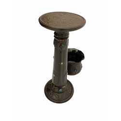 Early 20th century Bretby Art Nouveau Jardinière and stand, with applied cabochon detail, each with impressed mark beneath, jardinière H22.5cm D28cm, overall including stand H94.5cm