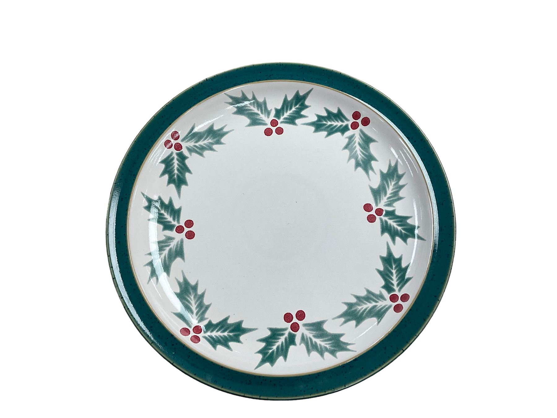 Denby Holly pattern Christmas ceramics, comprising four dinner plates, four side plates, and four bowls 