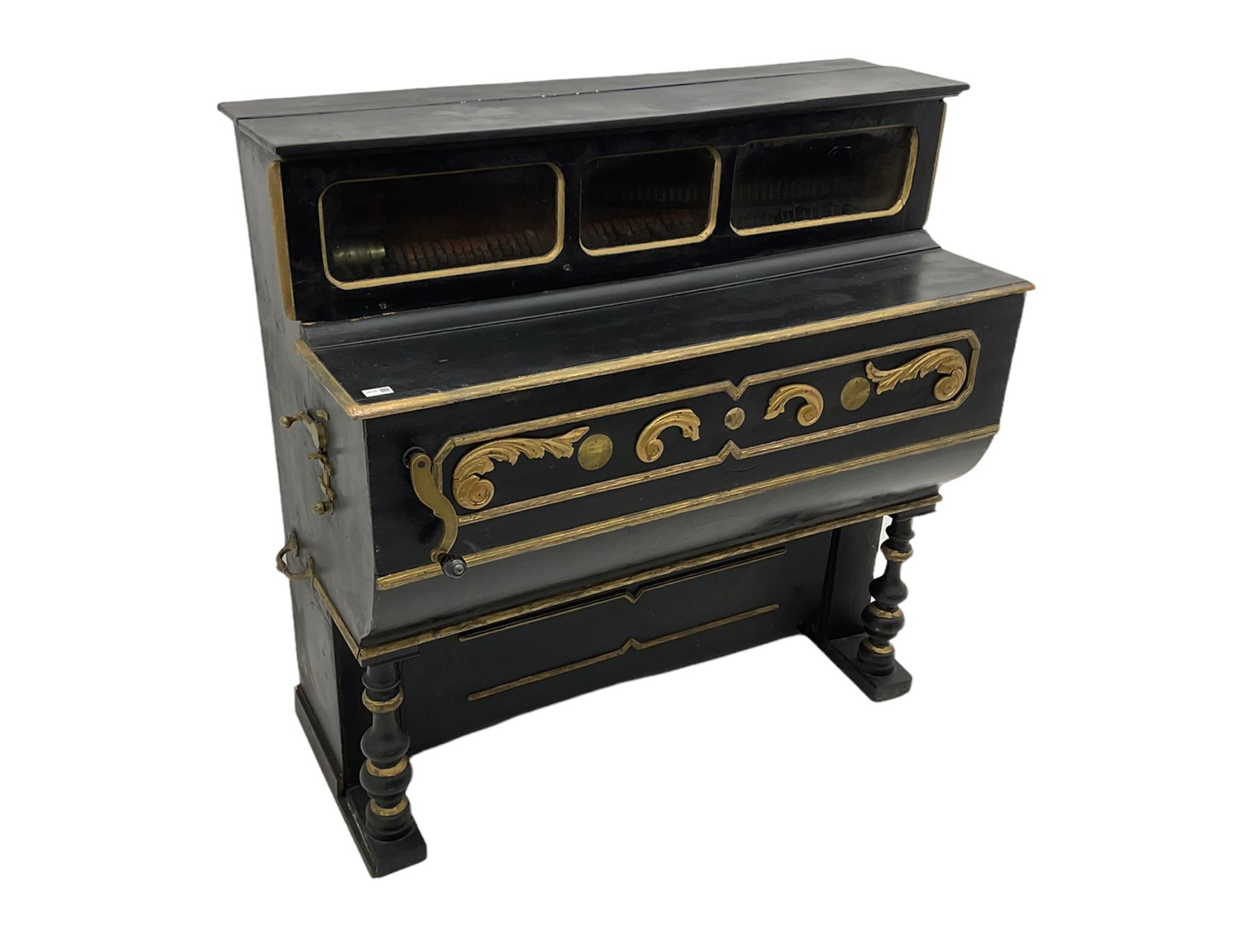 Luis Casali - Late 19th century Spanish barrel organ in ebonised and gilded case