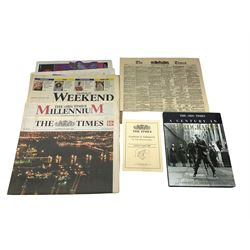 The Times Millenium edition, Saturday 1st January 2000, with Certificate of Authenticity', together with a hardback edition The Times a century of photographs, contained in the original card box