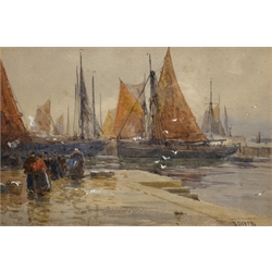  David Gould Green (British 1854-1918): Busy Harbour, watercolour signed 15cm x 23cm  