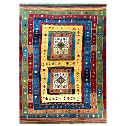Late 20th century Louis De Poortere Belgian Shalamar wool ground rug, featuring a vibrant ...