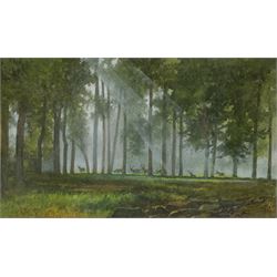 Nathan Stanley Brown (British 1890-1980): 'Beggars Bridge Glaisdale' & 'Early Morning Mist in the Forest', pair watercolours signed, titled verso 26cm x 42cm (2) 