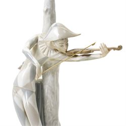 Pair of Lladro lamps, modelled as a Violinist and a Ballerina, including fittings H38cm (2)