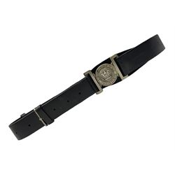 North Eastern Railway Police adjustable leather belt with steel buckle; crudely inscribed '270'