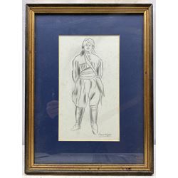 After Dame Laura Knight (Staithes Group 1877-1970): Full Length Portrait of a Cossack, pencil signed 26cm x 15cm 